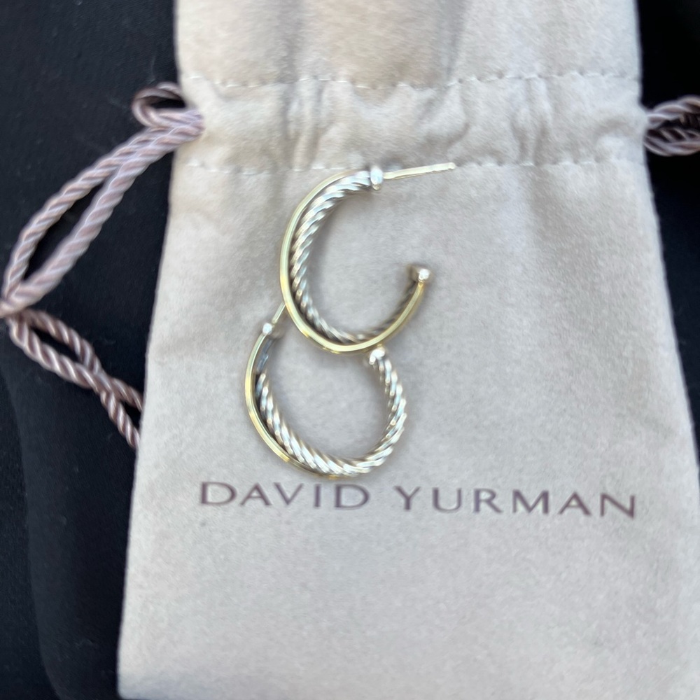 David Yurman Gold and Silver Hoop Earrings
